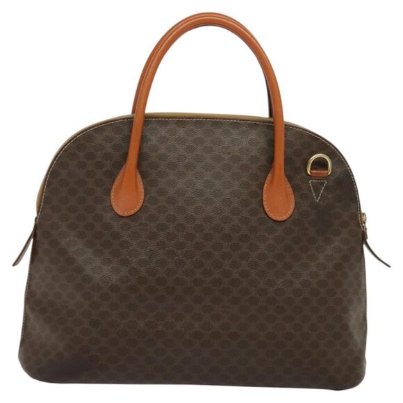 CELINE Macadam Canvas Hand Bag PVC Leather Brown Gold Auth - Picture 9 of 15